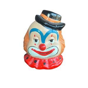 Vintage 70s Circus Clown Bank Cold Paint Ceramic Made in Taiwan Dopamine Kitsch